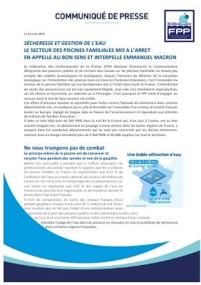 Communiqués de presse - La Fédération des Professionnels de la Piscine ...